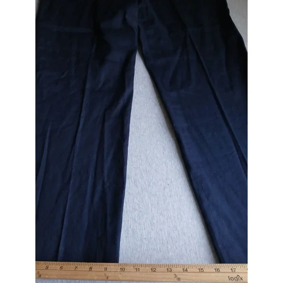 Lauren Ralph Lauren Pants 14 P Linen Trouser Navy Office Work Career Corp VTG - Picture 2 of 11
